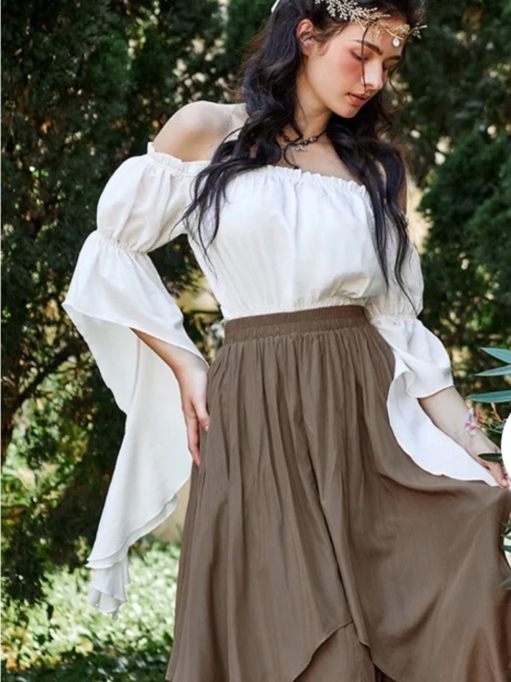 Scarlett DarknessGothic off Shoulder Top with Waterfall Opening Sleeves Medium